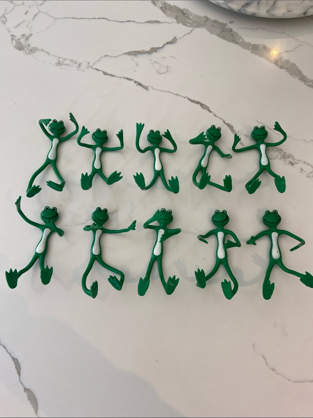 Vintage Set of 10 Green Frog Pliable Plant Supports.